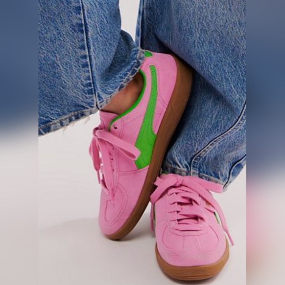 Puma Palermo Women's Athletic Shoe In Pink Delight and Green